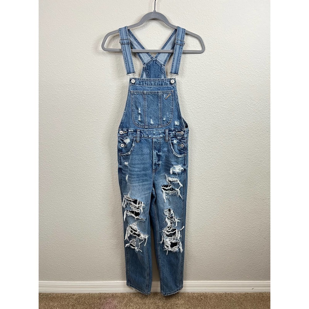 American Eagle Outfitters Blue Distressed Jeans Overalls